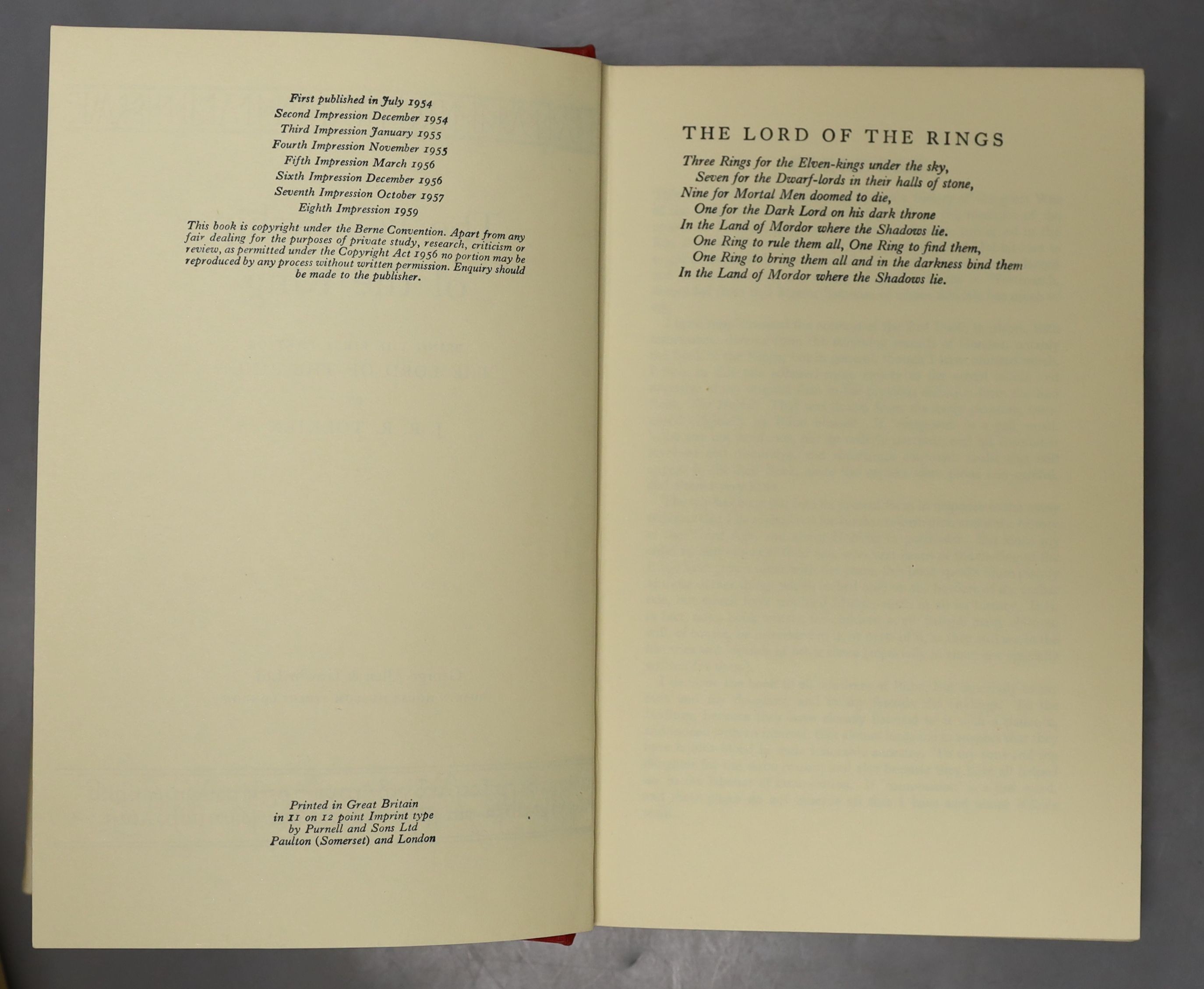 J.R.R. Tolkien, Lord of the Rings, three volumes